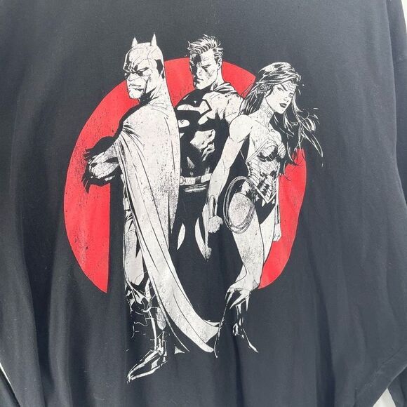 Justice League Mens Pullover Hoodie Super Man Wonder Woman Batman Black Size 2XL - Picture 6 of 8